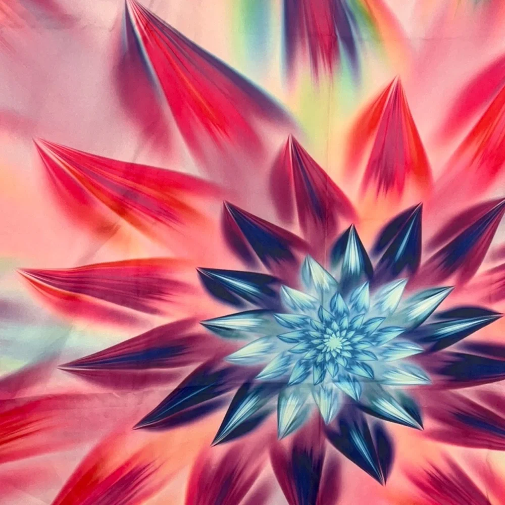 Vibrant Fractal Flower/Starburst Tapestry